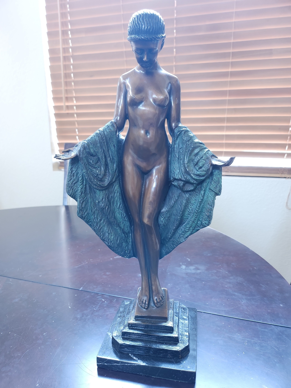 Stunning Art Deco Bronze Sculpture of a Nude Dancer by Joseph Emmanuel Descomps